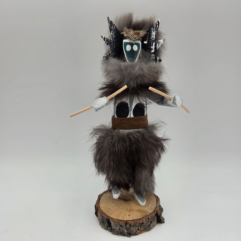 Vintage 8 1/2" Native American Kachina Doll Removable Mask Crow Mother by Elton